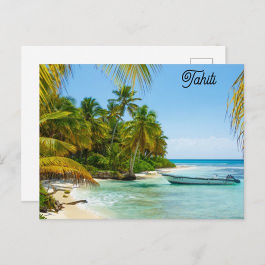 タヒチ熱帯ビーチ旅行写真はがき ポストカード (正面/裏面)