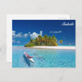 タヒチ熱帯ビーチ旅行写真 ポストカード (正面/裏面)