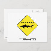 タヒチ警告の黄色いサメの看板 ポストカード (正面/裏面)