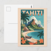 タヒチ フランス領ポリネシア イラスト 旅行 アート ポストカード (正面/裏面)