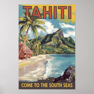 タヒチ フランス領ポリネシア 画風の旅アート レトロ ポスター