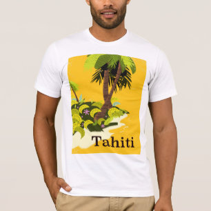 タヒチ レトロ 旅行ポスター Tシャツ