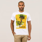 タヒチ レトロ 旅行ポスター Tシャツ (正面フル)