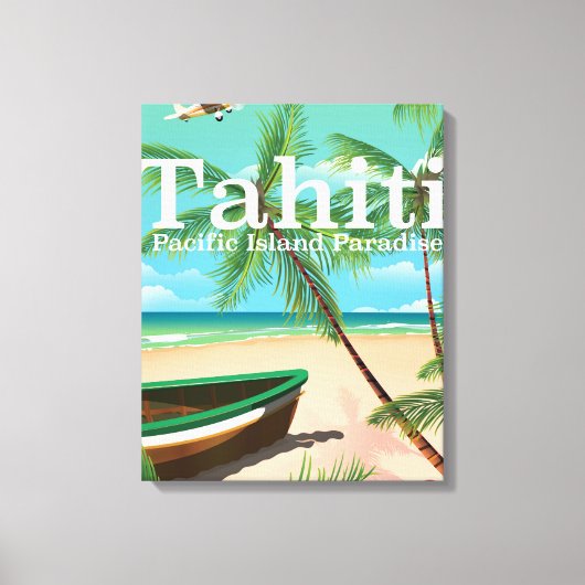 タヒチ レトロ 旅行 ポスター キャンバスプリント (正面)
