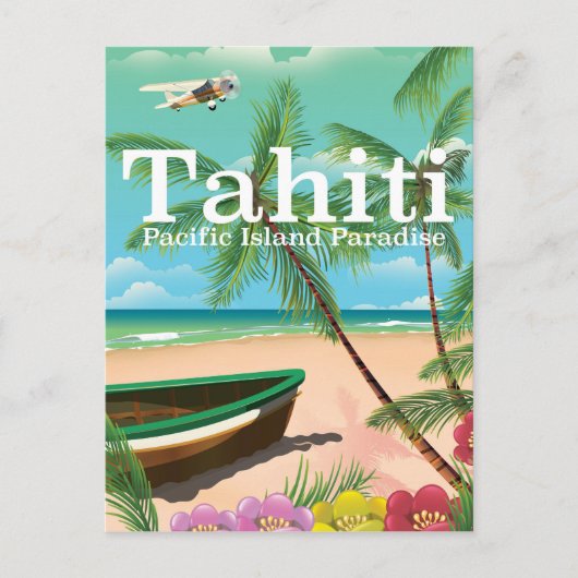 タヒチ ヴィンテージ 旅行ポスター ポストカード (正面)