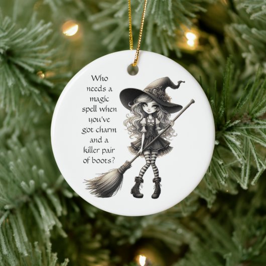 タビタと彼女のブーツ – ウィッチ セラミックオーナメント (ツリー)