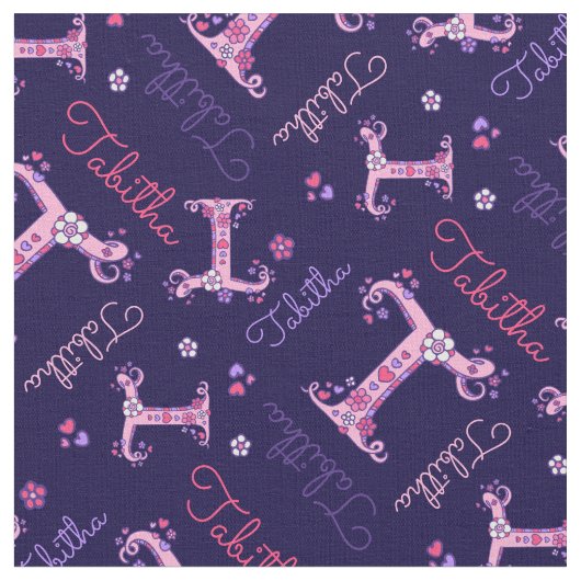タビタ文字Tモノグラムハート花織物 ファブリック (クローズアップ)
