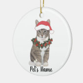 タビパーソナライズされたー猫(灰色) セラミックオーナメント (左)