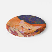 タビーおもしろいキャットブライトオレンジかわいい ペーパープレート (アングル)