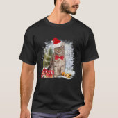 タビーおもしろいキャット衣服サンタハットグラフィッククリスマス Tシャツ (正面)