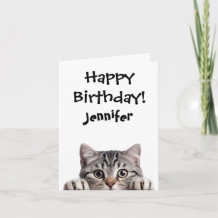 タビーおもしろい猫誕生日折りグリーティングカード カード