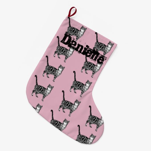 タビーお洒落キャットアートクリスマスストッキング ラージクリスマスストッキング (正面 (吊り時))