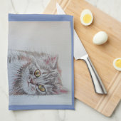 タビーの猫が可愛い猫アートキッチンティータオル キッチンタオル (四つ折り)