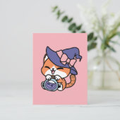 タビーウィッチブルー - かわいいハロウィン猫デザイン ポストカード (スタンド正面)