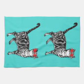 タビーカッコいいキャットサングラスアクアキッチンティータオル キッチンタオル (横)