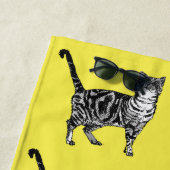 タビーキャットかわいらしかわいい黄色のキッズ猫の水色 ビーチタオル (インサイチュ)