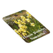 タビーキャットイエローアイリスフラワー誕生日マグネット マグネット (右側)