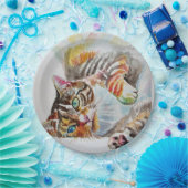 タビーキャットウォーターカラーバースデーパーティー紙プレート ペーパープレート (パーティー)