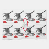 タビーキャットカッコいいクリスマスキャット紅茶タオル キッチンタオル (横)