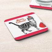 タビーキャットスメリーマス赤いクリスマス コースター (左側)