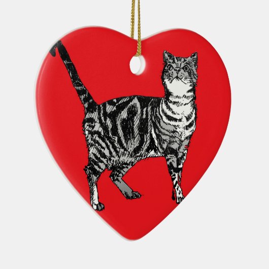タビーキャットスメリーマス赤クリスマスデコレーション セラミックオーナメント (右)