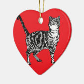 タビーキャットスメリーマス赤クリスマスデコレーション セラミックオーナメント (左)