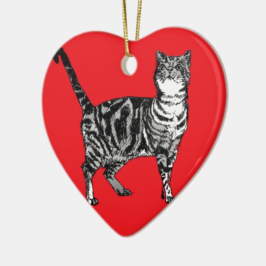 タビーキャットスメリーマス赤クリスマスデコレーション セラミックオーナメント (左)