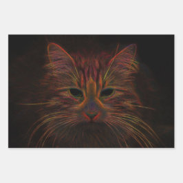 タビーキャットデザインオレンジコッパー黒写真アート ラッピングペーパーシート