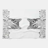 タビーキャットハパーソナライズされたンドスケッチ キッチンタオル (横)