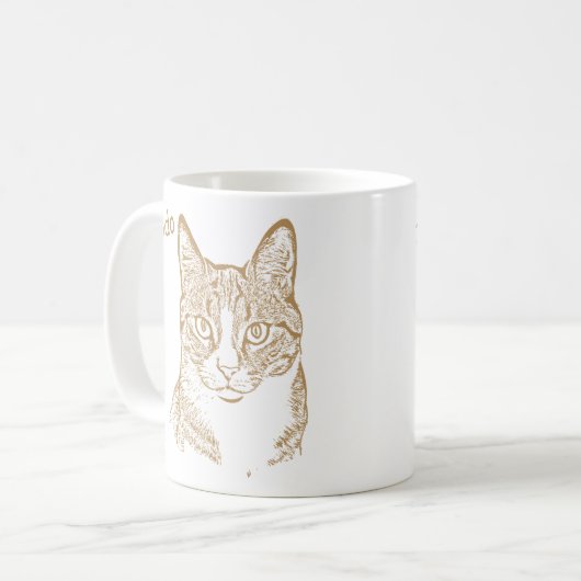 タビーキャットハパーソナライズされたンドスケッチ コーヒーマグカップ (正面左)