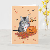 タビーキャットハロウィン カード (黄色い花)