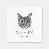 タビーキャットハンドスケッチ パーソナライズされた スタンダードカクテルナプキン (正面)