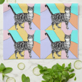 タビーキャットパステルカラーズティータオル キッチンタオル (折り畳み)