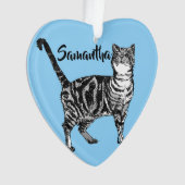 タビーキャットパステルブルーメリークリスマスデコレーション オーナメント (正面)