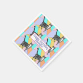 タビーキャットパステル誕生日キャッツケーキお願いボックス スタンダードカクテルナプキン (角)