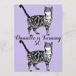 タビーキャットパープルアート50th誕生日招待状 招待状
