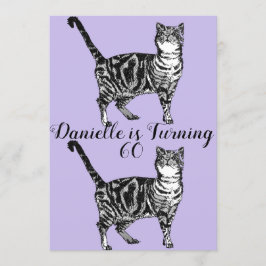 タビーキャットパープルアート60th誕生日招待状 招待状