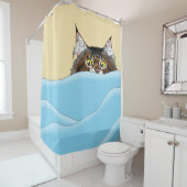 タビーキャットピーキングブルーおもしろい シャワーカーテン (インサイチュ)