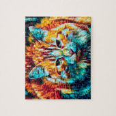 タビーキャットボホオレンジブルーヒッピカラフルー ジグソーパズル (縦)