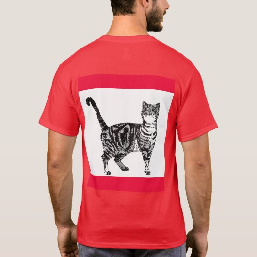 タビーキャットメリークリスマスキャッツマス赤おもしろい猫 Tシャツ (裏面)