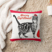 タビーキャットメリークリスマス赤キャッツクッション クッション (ブランケット)
