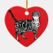 タビーキャットレッドクリスマスクール子供飾り セラミックオーナメント (正面)