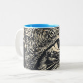 タビーキャットヴィンテージリノプリント ツートーンマグカップ (正面左)