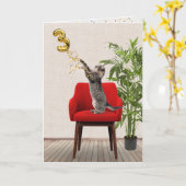 タビーキャット付き3歳の誕生気球 カード (黄色い花)