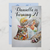 タビーキャット女性21歳招待状 招待状 (正面/裏面)