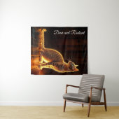 タビーキャット暖かい照明アニマル白熱［赤熱］光を放つオーラ タペストリー (インサイチュ(横))