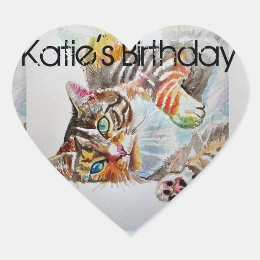 タビーキャット虎猫ネコPETウォーター誕生日 ハートシール (正面)