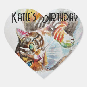 タビーキャット虎猫ネコPETウォーター誕生日H ハートシール