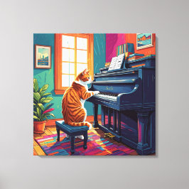 タビーキャット遊のピアノ キャンバスプリント