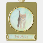 タビーキャット金ゴールドトーンオーナメント ゴールドプレートバナーオーナメント (正面)